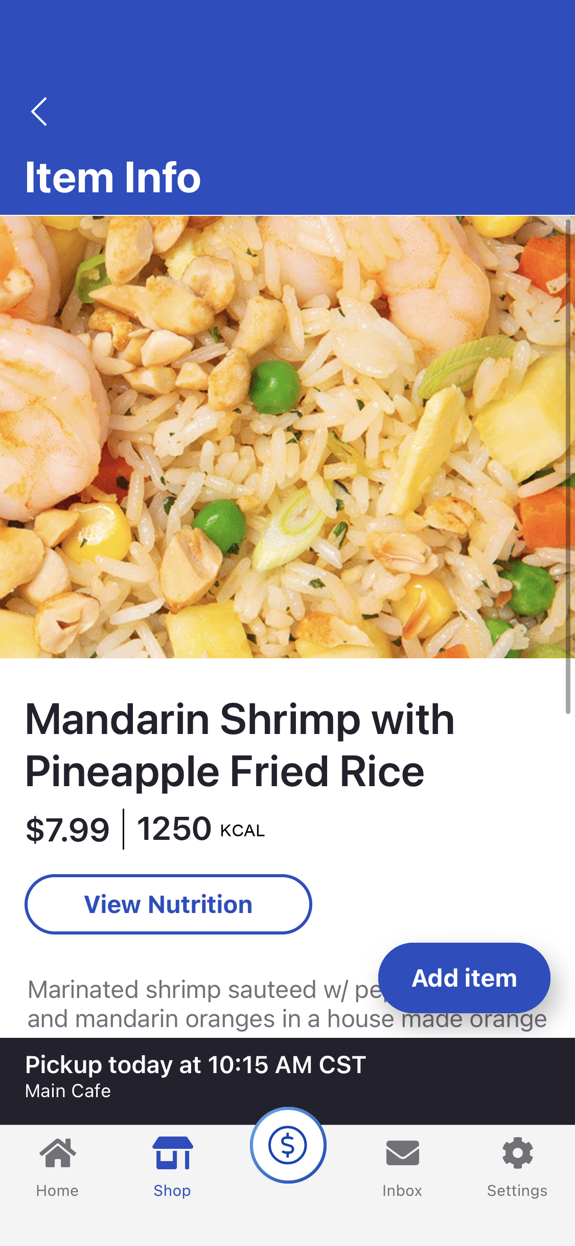 365Pay App - Item Customization Screen