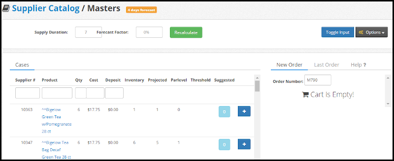 Parlevel - VMS - Supplier Catalog page