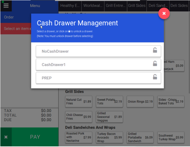 ReadyTouch Kiosk - Cash Drawer Managment