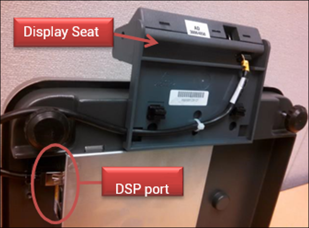 An image of the scale with the display seat and the DSP port clearly labeled