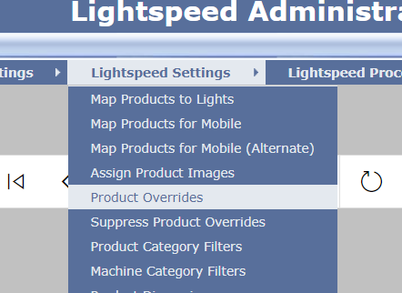Lightspeed Main Menu - Lightspeed Settings, Product Overrides.png