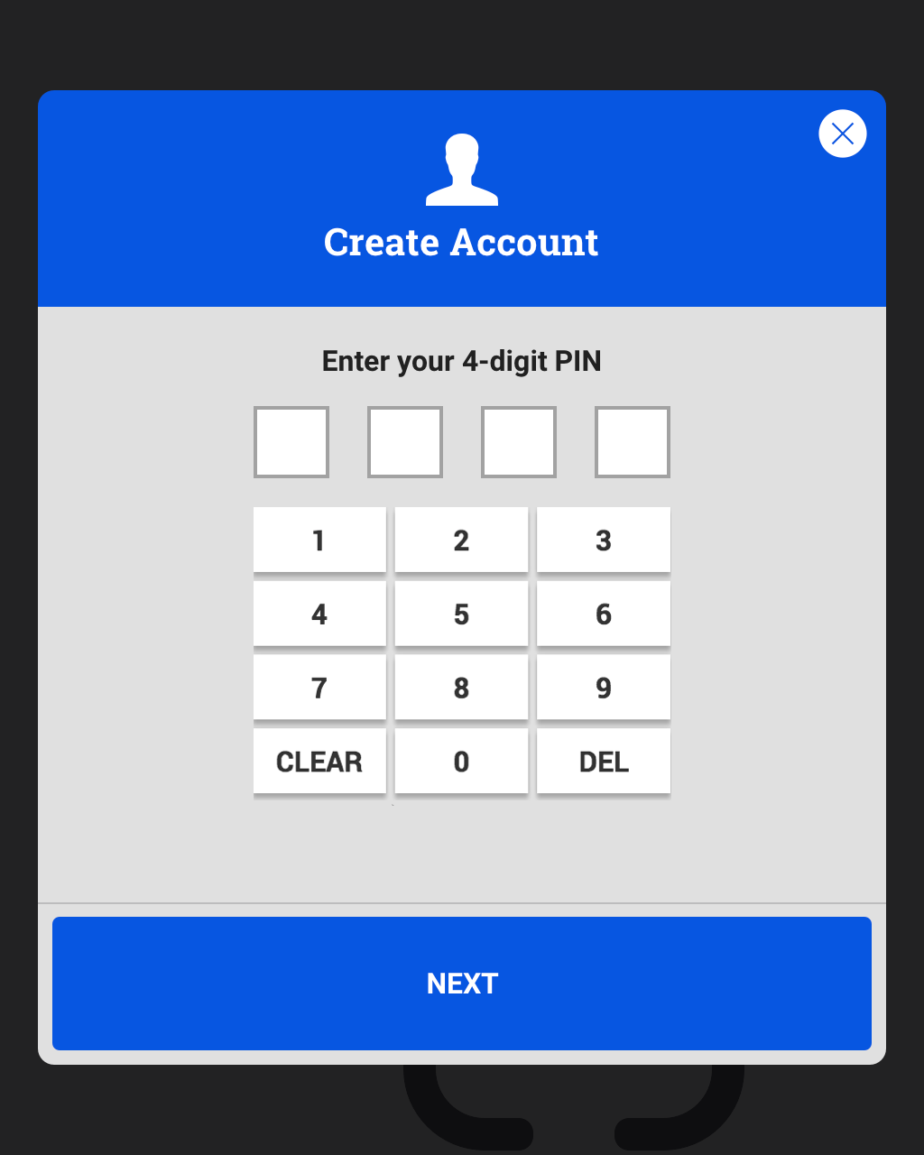 V5 Kiosk - Account Creation process - Enter PIN