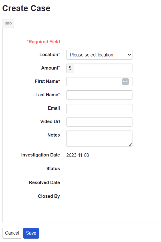 ADM - Asset Recovery - Create New Case