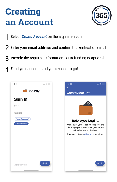 365Pay - Wing card - Creating an Account