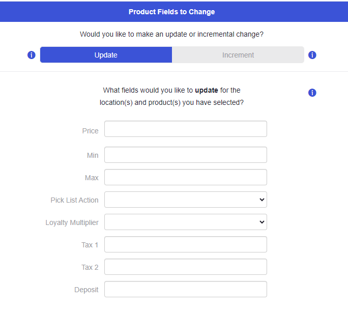 ADM - Global Product Change - Product Fields to Change - Update