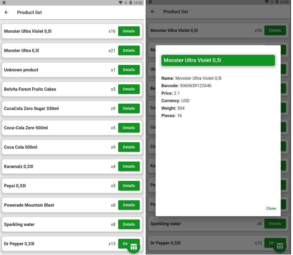 Evermart Config App - Product List screenshot followed by a Product Information page.png