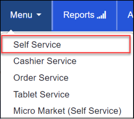 ADM - Main Menu - Menu - Self Service highlighted