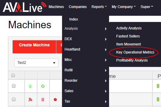 Reports dropdown Analysis Key Operational Metrics.PNG