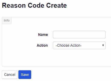 ADM - Reason Code Creation Screen