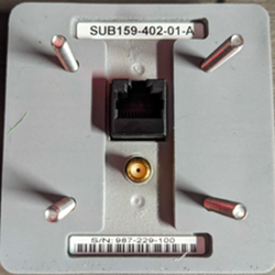 A rectangular object with a black and yellow connector