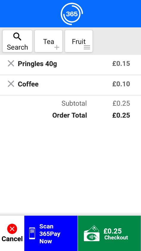 PicoCoffee - Device screen - Cart Example