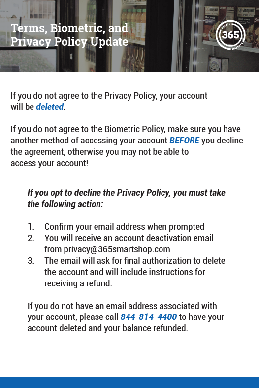 365 - CCPA Wing Card Legacy Policy Update