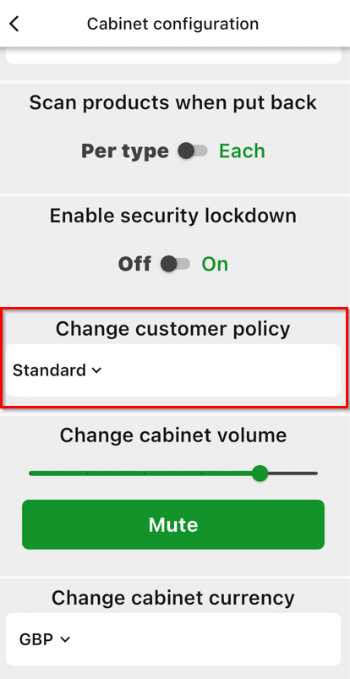 Evermart Config App - Cabinet Configureation Settings - Customer policy selection highlighted.png