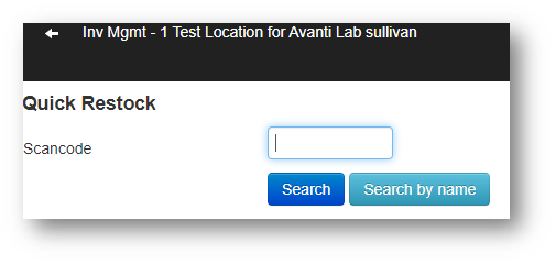 Avanti - Inventory Management - Quick Restock - scancode