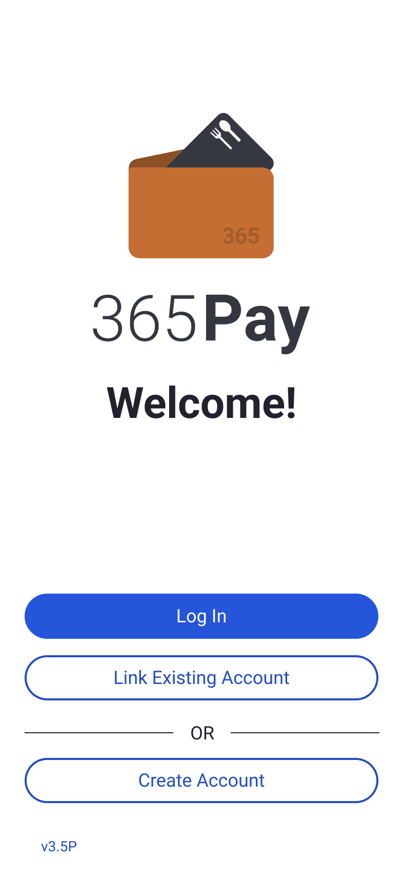 365Pay app - Welcome screen