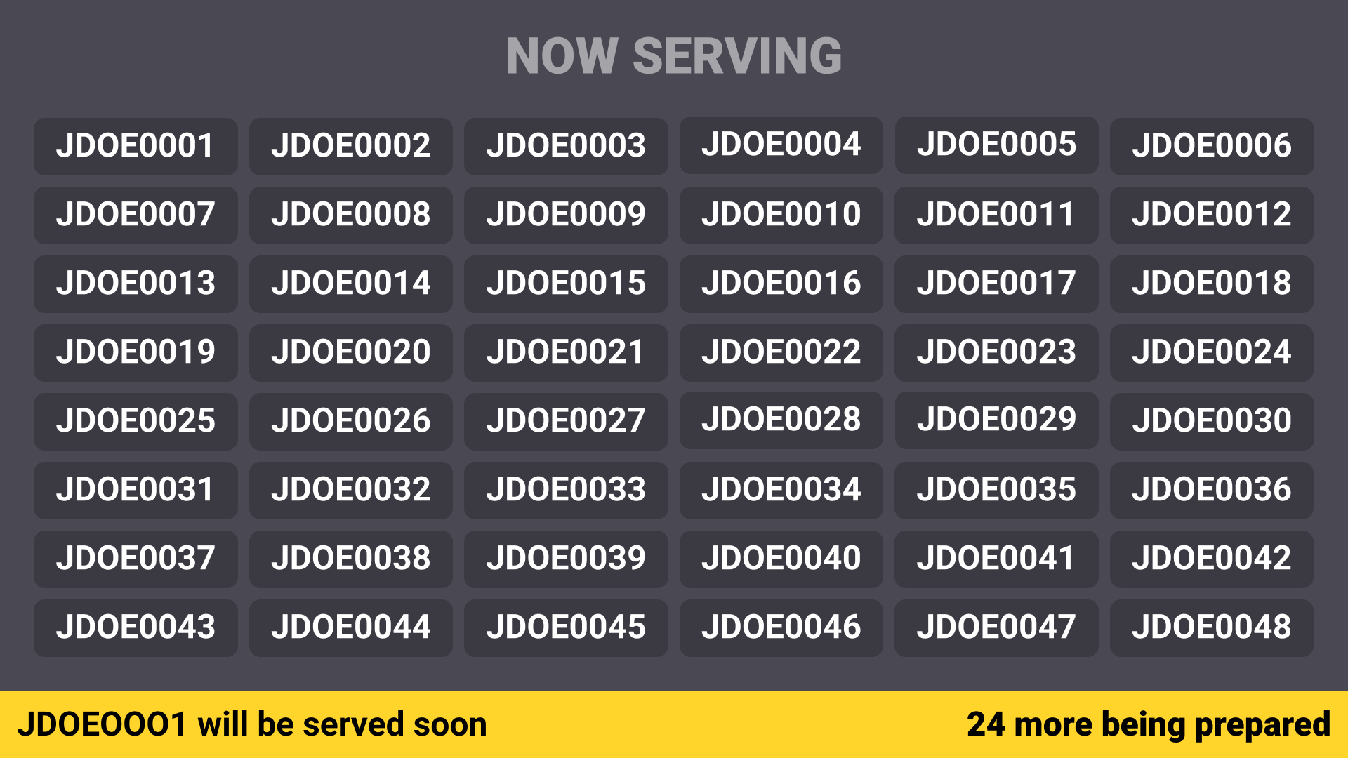KDS -  Now Serving Screen only - Horizontal, Dark Mode.png