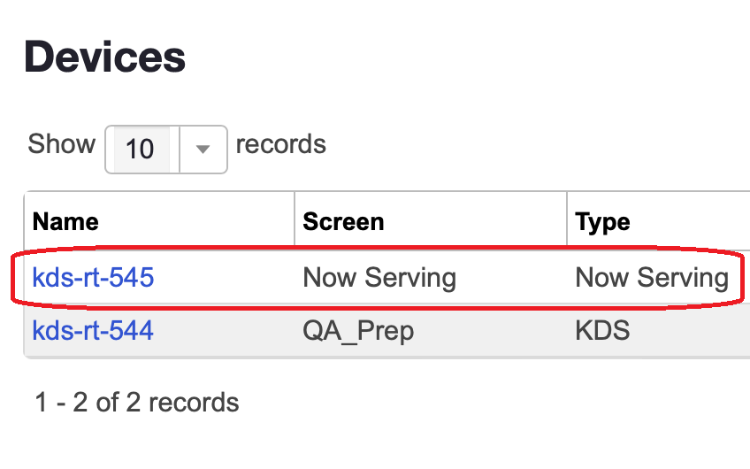 ADM - KDS settings - Device list - Now Serving screen highlighted.png