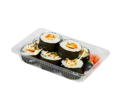Sushi rolls in a plastic container.jpg