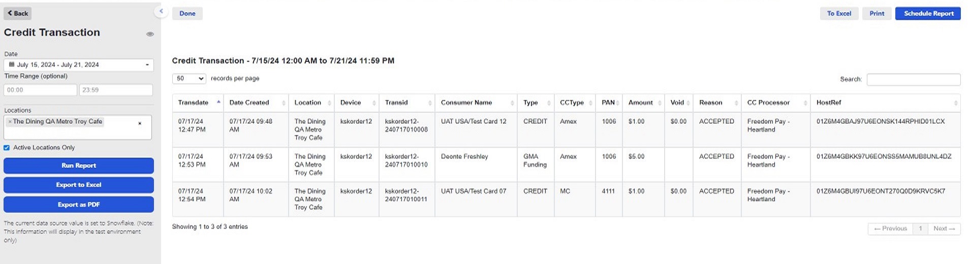 ADM - Reports - Credit Transaction - example