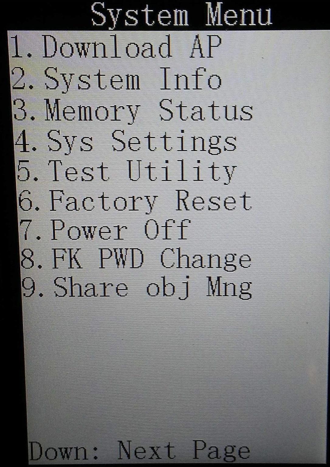365 MM6 Kiosk Conversion Reader System Menu