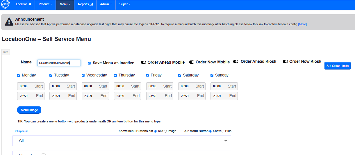 ADM - Self Service Menu - Saint Clair Shores example