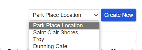 ADM - Menu List - Location Selection