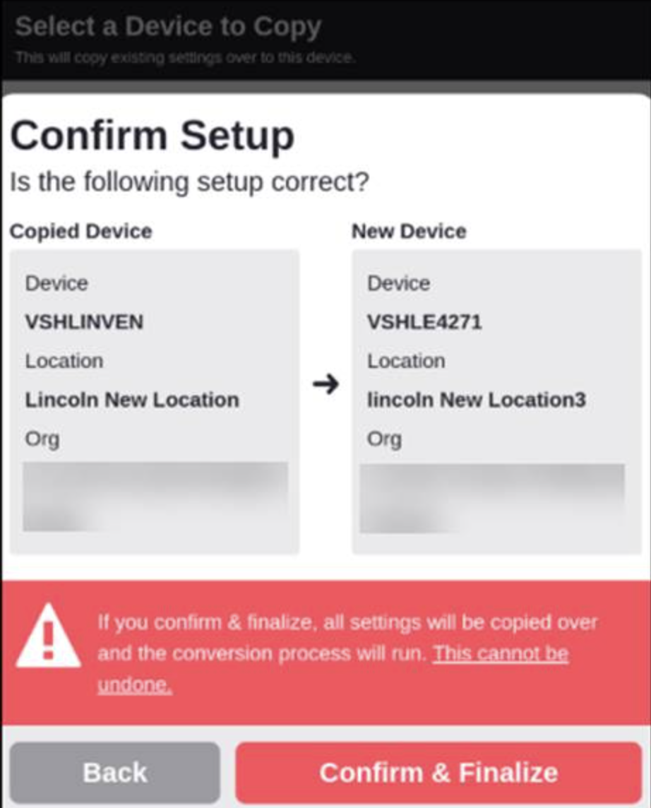 365 MM6 Kiosk Conversion Confirm Setup
