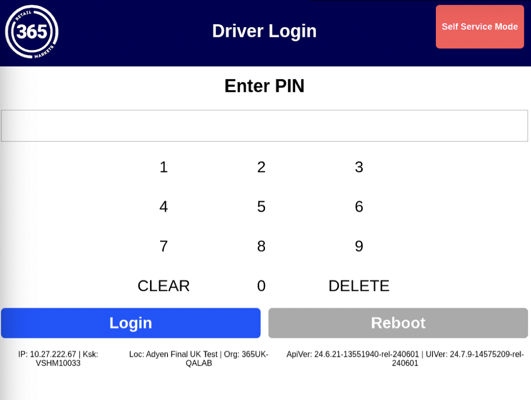 365 MM6 Kiosk Conversion Driver Login PIN