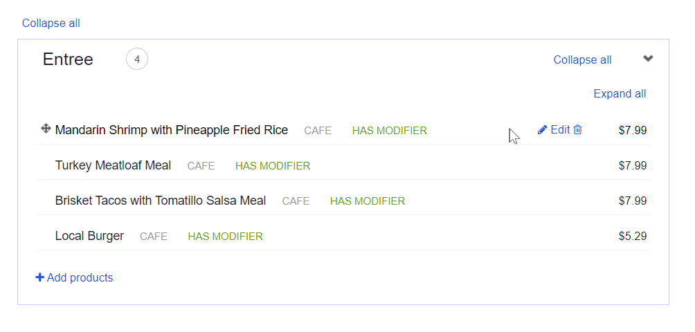 ADM - Menu - Edit Product in Menu