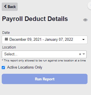 ADM - Reports - Payroll Deduct Details Settings