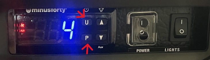 PicoCooler Breeze - controller with P and U buttons highlighted