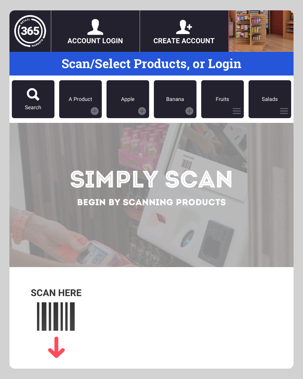 V5 Kiosk - Home Screen with Create Account button