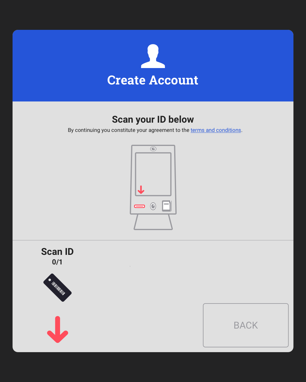 V5 Kiosk - Account Creation process - Create Account via ID Scan