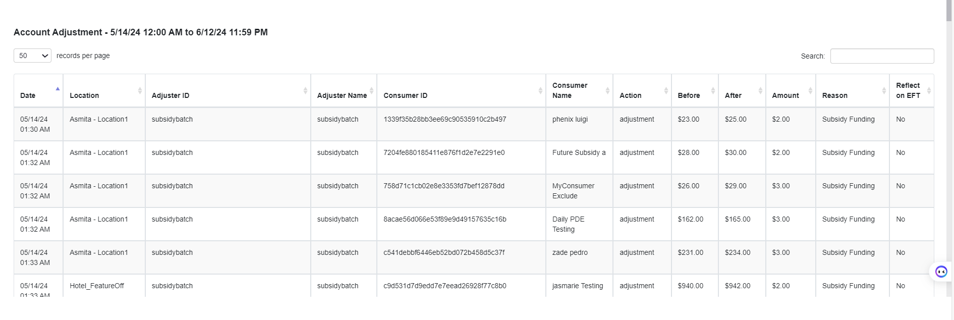 ADM - Reports - Account Adjustment Report - example