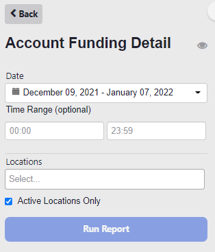 ADM - Reporting - Account Funding Detail Settings