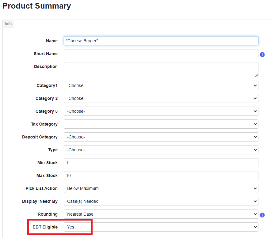 EBT - Product Summary