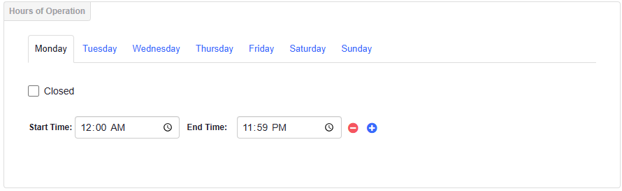 ADM - Hours of Operation Edit