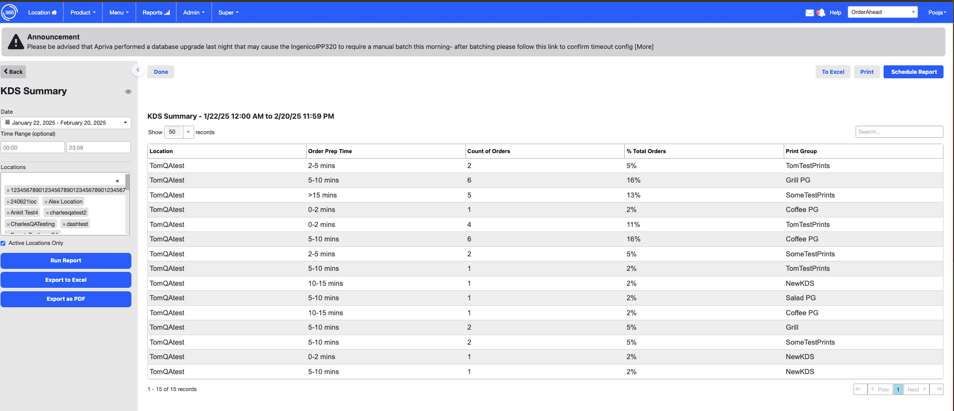 ADM - Reports - KDS Summary Example Report