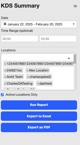 ADM - Reports - KDS Summary Report Fields