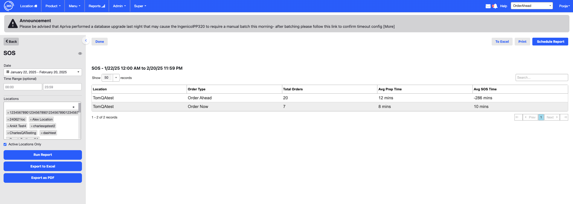 ADM - Speed of Service Example