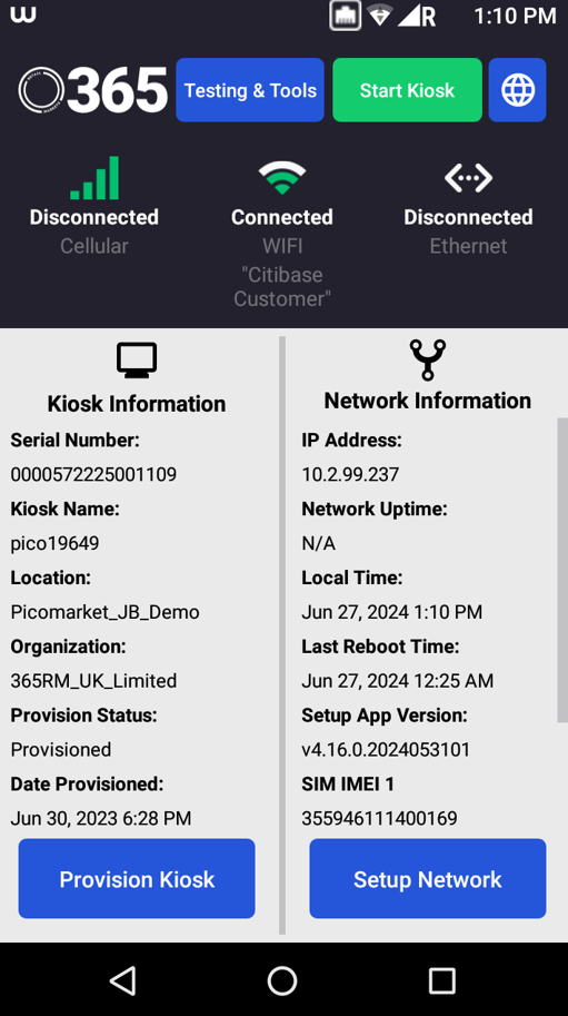 Pico UI Driver Menu - Home Page