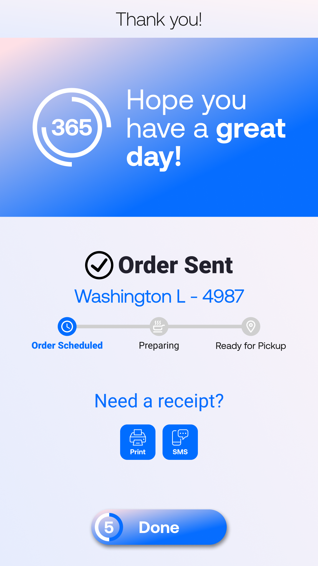 365Dining - Order Confirmation Order Ahead