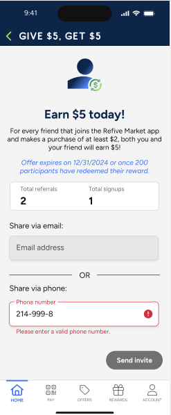 Refive App - Referral - Invalid Phone Number.png