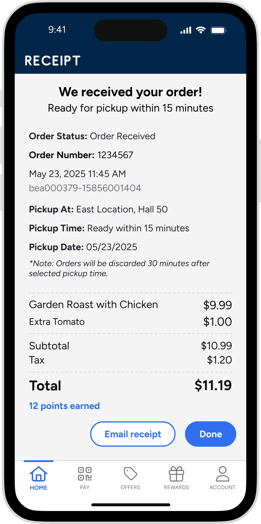 Refive - Order Now Receipt