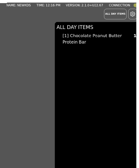 Dining - KDS Future Orders on All Day Items