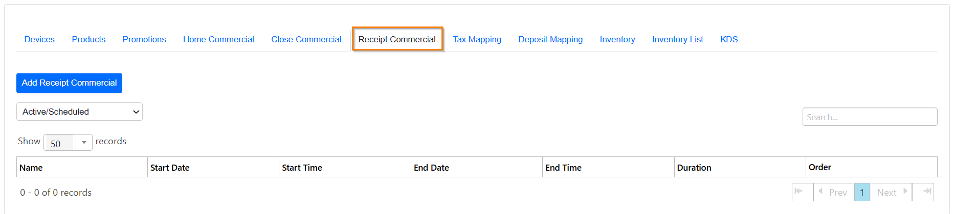 ADM - Location Summary - Receipt Commercial
