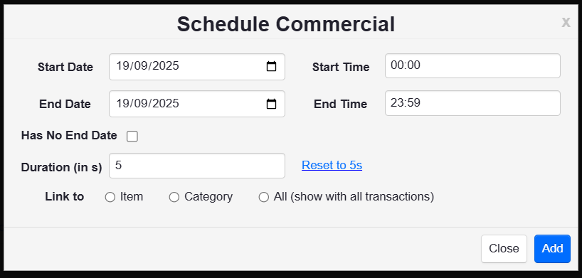 ADM - Receipt Commercial Schedule