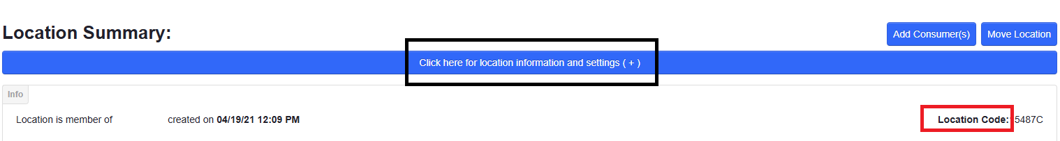 ADM - Location Summary - Location Code