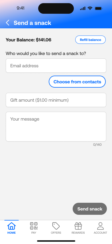 Send a Snack - enter recipient's email address.png