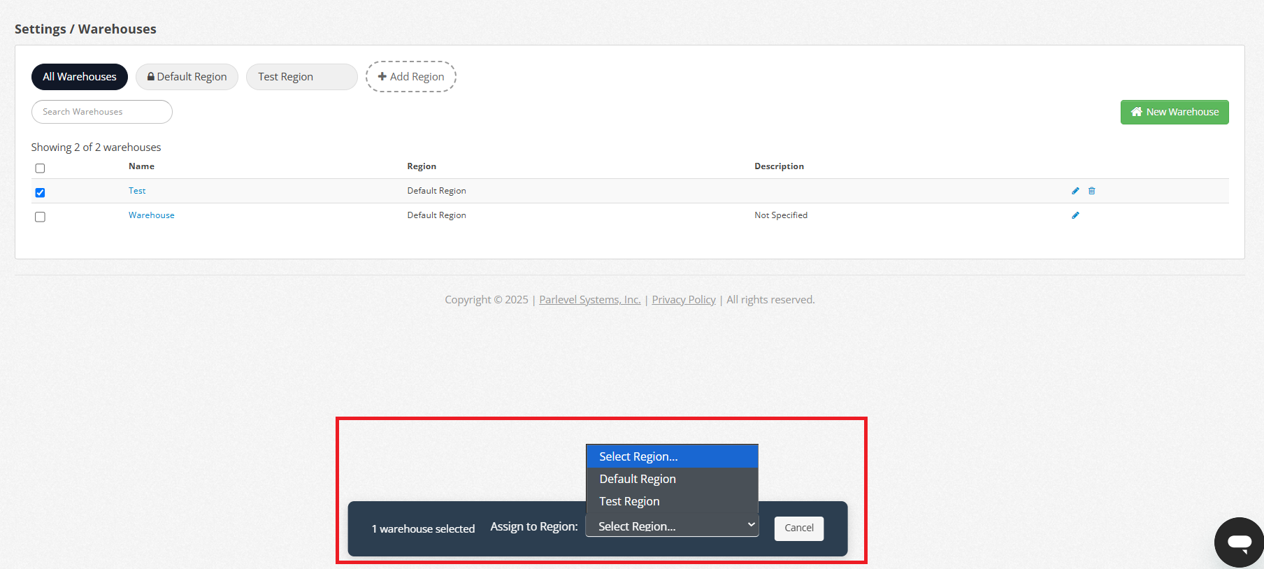 Parlevel - Assign to Region